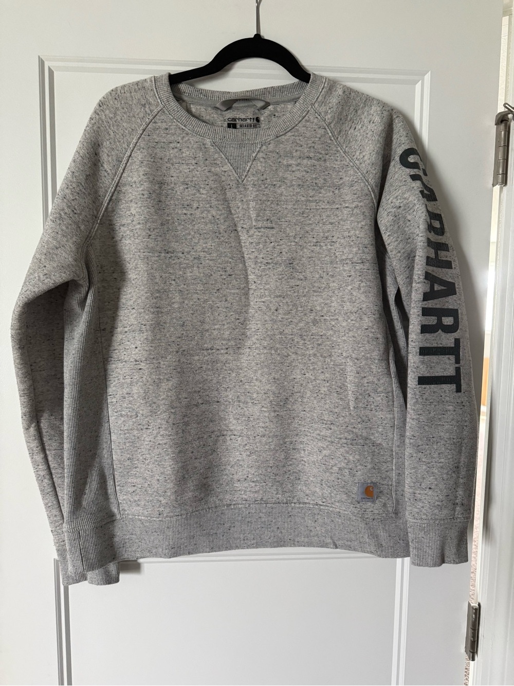 Carhartt Light Gray Crewneck Sweatshirt with Sleeve Logo